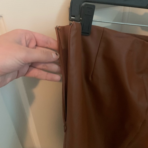 Color Blocked Leather Skirt - Picture 3 of 3